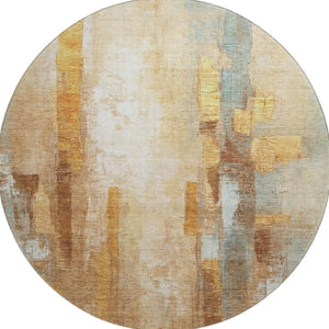 HomeRoots 8' X 10' Stylish Copper and Ivory Abstract Area Rug - Washable, UV-Protected, and Stain-Resistant! 714809