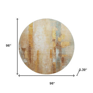 HomeRoots 8' X 10' Stylish Copper and Ivory Abstract Area Rug - Washable, UV-Protected, and Stain-Resistant! 714809