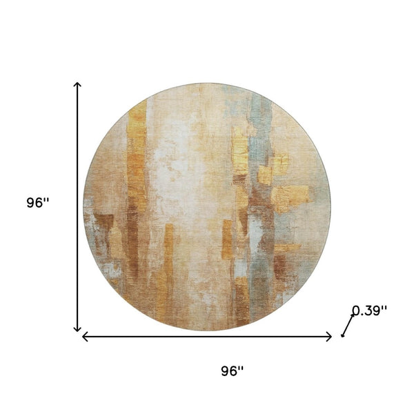 HomeRoots 8' X 10' Stylish Copper and Ivory Abstract Area Rug - Washable, UV-Protected, and Stain-Resistant! 714809