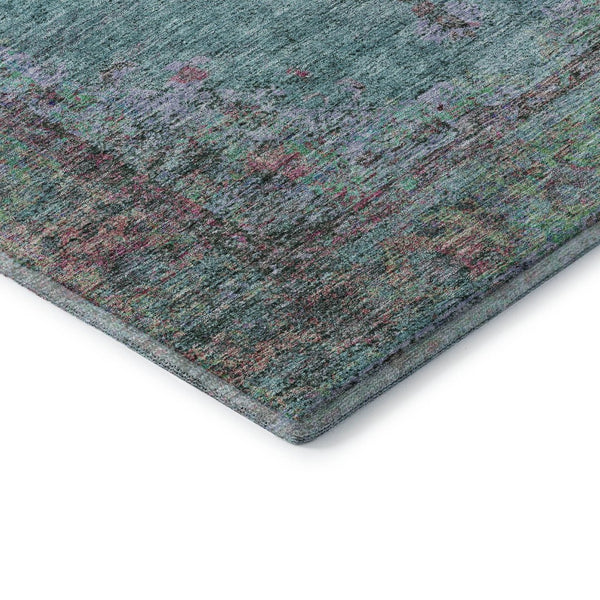 HomeRoots 8' X 10' Vibrant Aqua & Purple Medallion Area Rug - Washable, UV Protected, Stain-Resistant Design! 714815