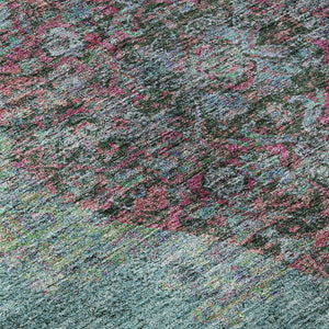 HomeRoots 8' X 10' Vibrant Aqua & Purple Medallion Area Rug - Washable, UV Protected, Stain-Resistant Design! 714815