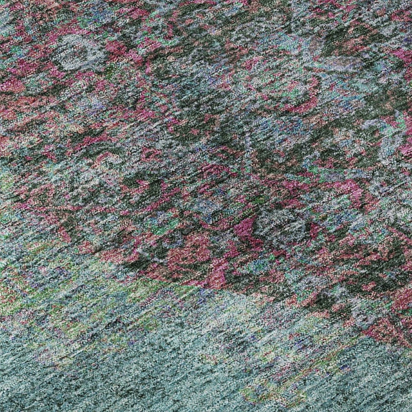 HomeRoots 8' X 10' Vibrant Aqua & Purple Medallion Area Rug - Washable, UV Protected, Stain-Resistant Design! 714815
