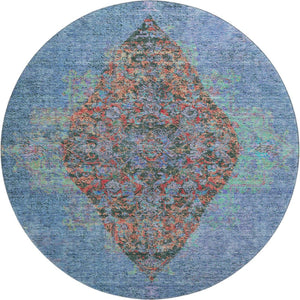 HomeRoots 8' X 10' Blue Medallion Area Rug - Washable, UV Protected, Durable Design for Busy Homes & Style 714821