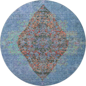 HomeRoots 8' X 10' Blue Medallion Area Rug - Washable, UV Protected, Durable Design for Busy Homes & Style 714821