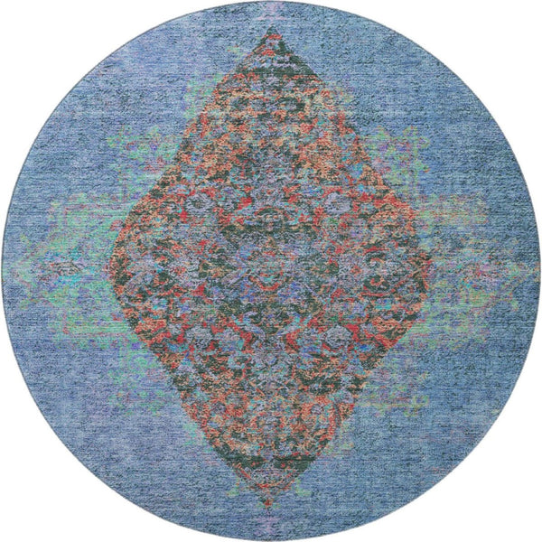 HomeRoots 8' X 10' Blue Medallion Area Rug - Washable, UV Protected, Durable Design for Busy Homes & Style 714821