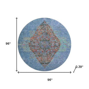 HomeRoots 8' X 10' Blue Medallion Area Rug - Washable, UV Protected, Durable Design for Busy Homes & Style 714821