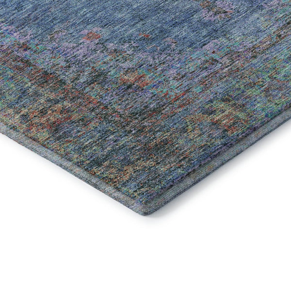 HomeRoots 9' X 12' Blue And Rust Medallion Washable Area Rug - Stain-Resistant, UV-Protected, Durable Elegance 714822