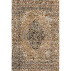 HomeRoots 5' X 8' Copper & Brown Medallion Area Rug - Washable, UV Protected, Family-Friendly Home Decor 714825
