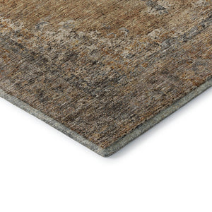 HomeRoots 5' X 8' Copper & Brown Medallion Area Rug - Washable, UV Protected, Family-Friendly Home Decor 714825