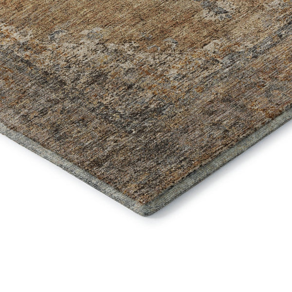 HomeRoots 5' X 8' Copper & Brown Medallion Area Rug - Washable, UV Protected, Family-Friendly Home Decor 714825