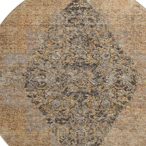 HomeRoots 8' X 10' Copper and Brown Medallion Area Rug - Stain-Resistant, UV Protected, Machine Washable! 714827