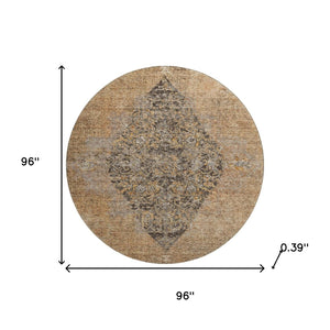 HomeRoots 8' X 10' Copper and Brown Medallion Area Rug - Stain-Resistant, UV Protected, Machine Washable! 714827