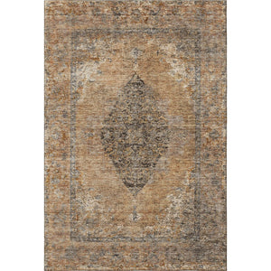 HomeRoots 9' X 12' Copper Medallion Area Rug - Washable, UV-Protected, Stain-Resistant for High Traffic Spaces 714828