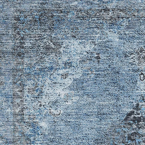 HomeRoots 5' X 8' Denim Blue Medallion Area Rug - Machine Washable, Stain-Resistant, UV Protected for Homes 714831