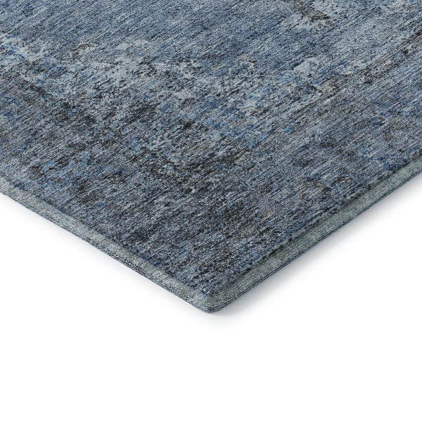 HomeRoots 5' X 8' Denim Blue Medallion Area Rug - Machine Washable, Stain-Resistant, UV Protected for Homes 714831