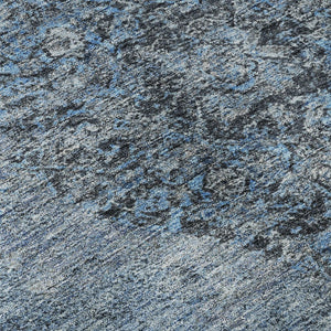 HomeRoots 5' X 8' Denim Blue Medallion Area Rug - Machine Washable, Stain-Resistant, UV Protected for Homes 714831