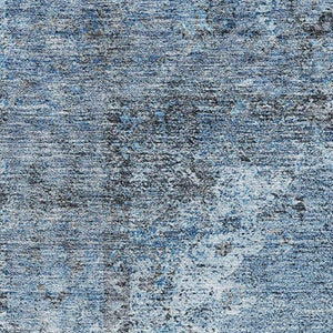 HomeRoots 8' Denim Blue & Gray Medallion Washable Round Rug – Durable, UV-Protected, Stain-Resistant Design! 714832