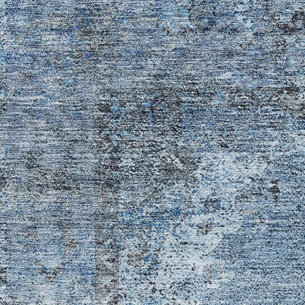 HomeRoots 8' Denim Blue & Gray Medallion Washable Round Rug – Durable, UV-Protected, Stain-Resistant Design! 714832