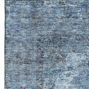 HomeRoots 9' X 12' Denim Blue and Gray Medallion Area Rug - Washable, Stain Resistant, UV Protected, Durable! 714834