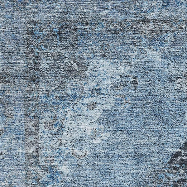HomeRoots 10' Denim Blue & Gray Medallion Area Rug - Washable, UV Protected, Durable for Family Homes & Pets 714835