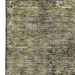 HomeRoots 5' Khaki & Beige Medallion Area Rug - Washable, Stain-Resistant, UV-Protected for Durability & Style! 714837