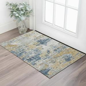 HomeRoots 5' Khaki & Beige Medallion Area Rug - Washable, Stain-Resistant, UV-Protected for Durability & Style! 714837