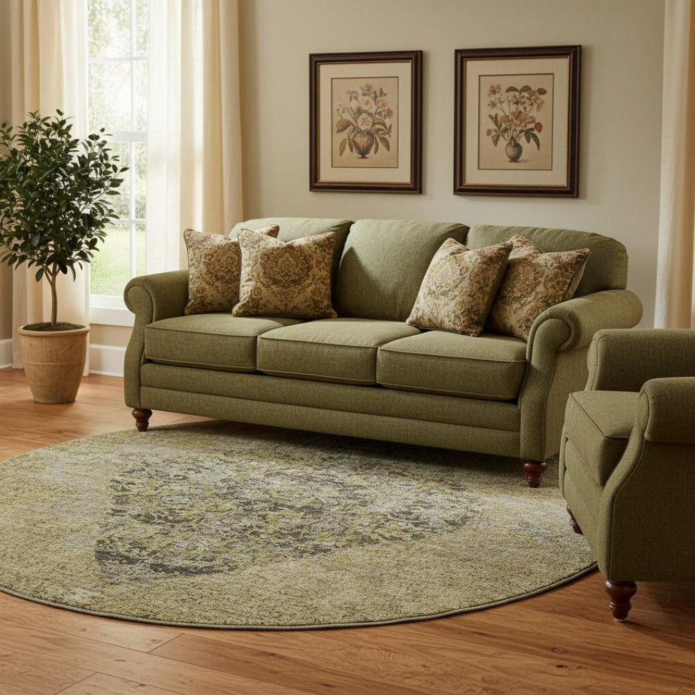 HomeRoots 8' X 10' Washable Medallion Area Rug in Khaki & Beige - UV Protection, Stain Resistant, Durable Design 714839