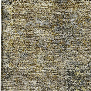 HomeRoots 9' X 12' Khaki & Beige Medallion Area Rug - Washable, Stain Resistant, UV Protected for Daily Use 714840