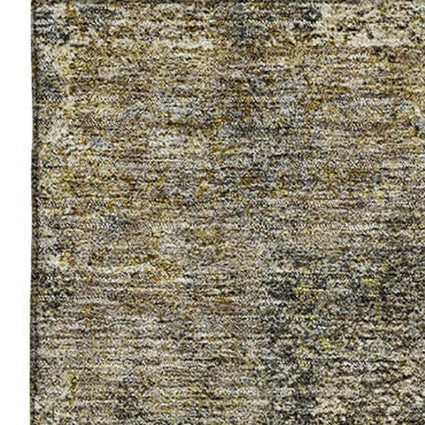 HomeRoots 9' X 12' Khaki & Beige Medallion Area Rug - Washable, Stain Resistant, UV Protected for Daily Use 714840