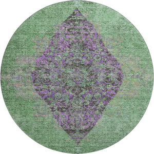 HomeRoots 8' X 10' Vibrant Lime Green & Purple Medallion Area Rug - Washable, UV Protected & Non-Slip Design 714845