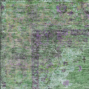 HomeRoots 9' X 12' Vibrant Lime Green & Purple Medallion Area Rug - Machine Washable with UV Protection! 714846