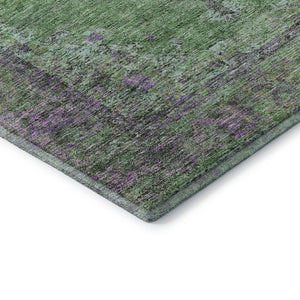 HomeRoots 9' X 12' Vibrant Lime Green & Purple Medallion Area Rug - Machine Washable with UV Protection! 714846