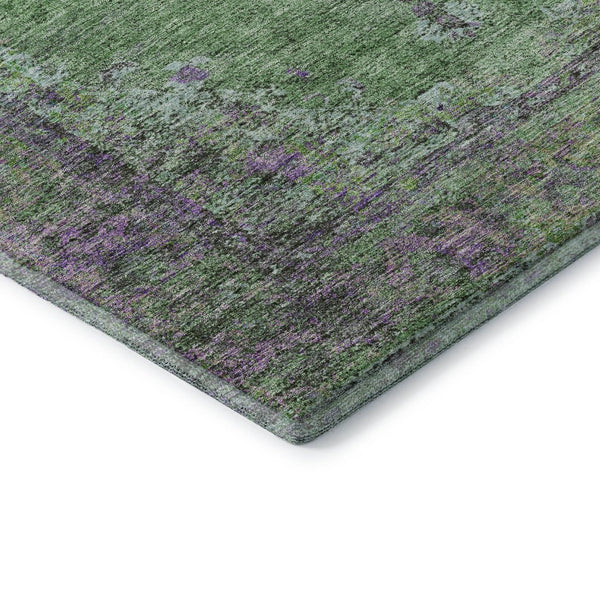 HomeRoots 9' X 12' Vibrant Lime Green & Purple Medallion Area Rug - Machine Washable with UV Protection! 714846
