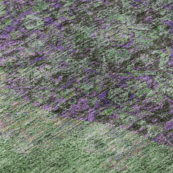 HomeRoots 9' X 12' Vibrant Lime Green & Purple Medallion Area Rug - Machine Washable with UV Protection! 714846