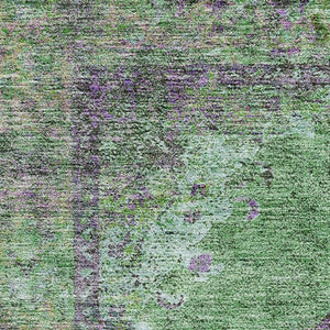 HomeRoots 10' Vibrant Lime Green & Purple Medallion Area Rug - Washable, UV Protected, Stain Resistant Design! 714847