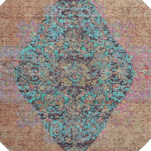 HomeRoots 8' X 10' Vibrant Orange and Pink Medallion Area Rug - Washable, UV Protected, Stain Resistant, Non-Slip 714851