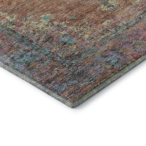HomeRoots 8' X 10' Vibrant Orange and Pink Medallion Area Rug - Washable, UV Protected, Stain Resistant, Non-Slip 714851
