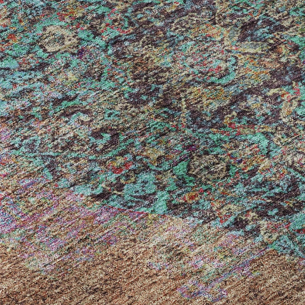 HomeRoots 8' X 10' Vibrant Orange and Pink Medallion Area Rug - Washable, UV Protected, Stain Resistant, Non-Slip 714851
