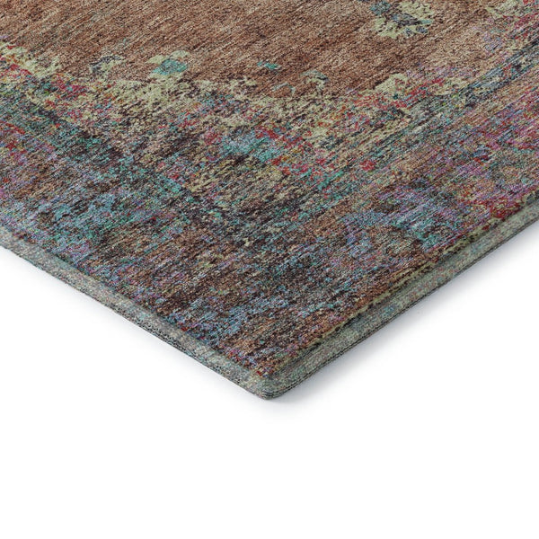 HomeRoots 9' X 12' Vibrant Orange and Pink Medallion Area Rug - Washable, UV Protected, and Stain Resistant! 714852