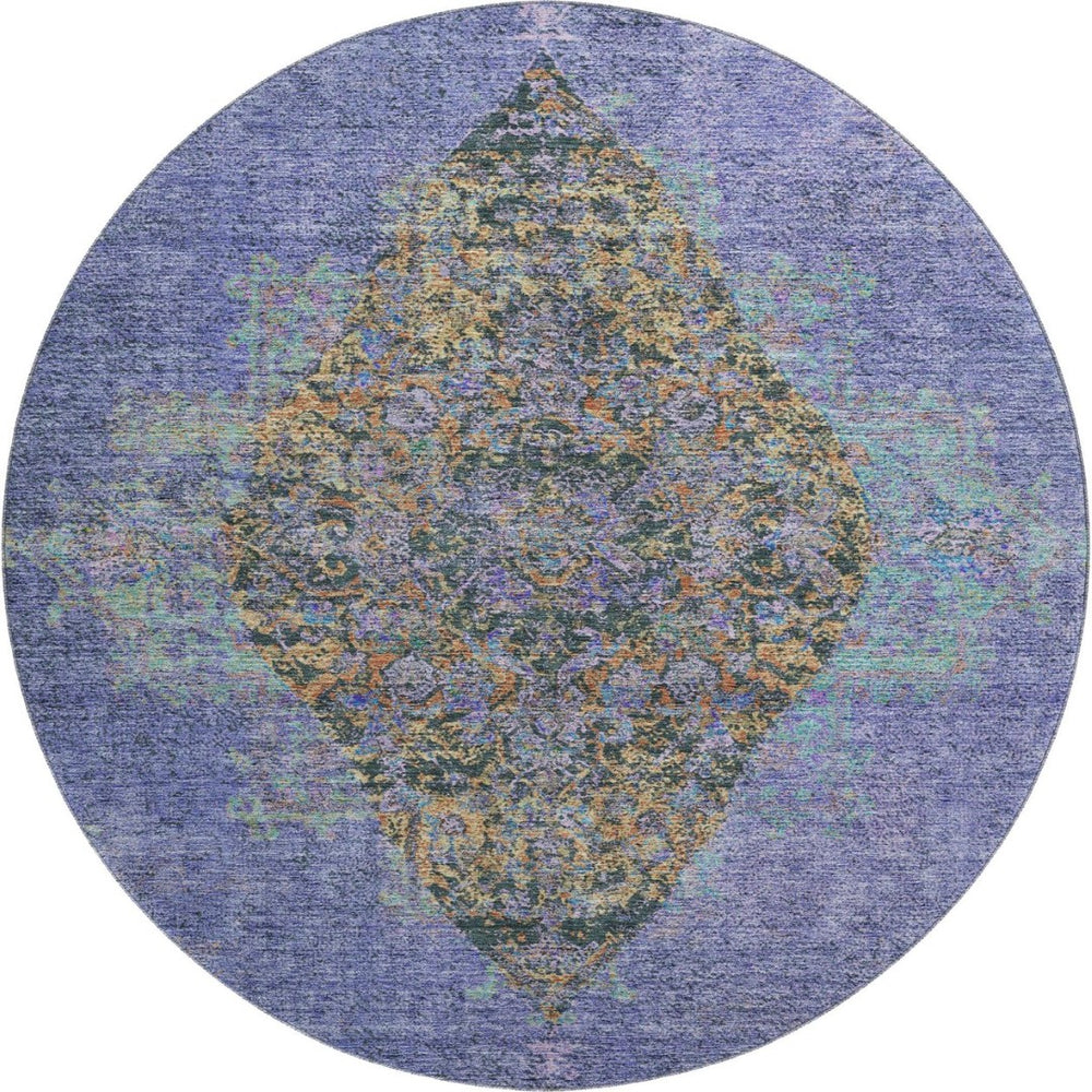 HomeRoots 8' X 10' Vibrant Purple and Teal Medallion Washable Area Rug with UV Protection for Busy Homes 714857