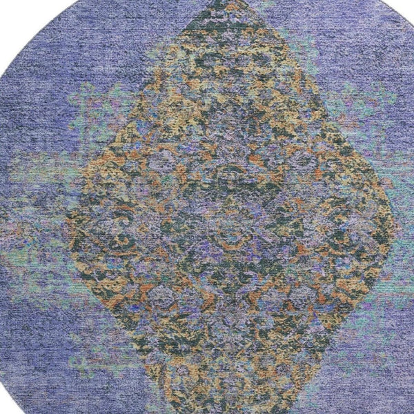 HomeRoots 8' X 10' Vibrant Purple and Teal Medallion Washable Area Rug with UV Protection for Busy Homes 714857