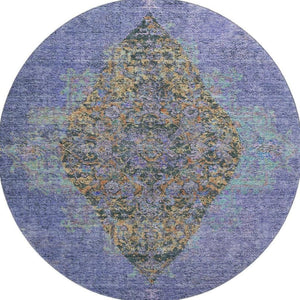 HomeRoots 8' X 10' Vibrant Purple and Teal Medallion Washable Area Rug with UV Protection for Busy Homes 714857