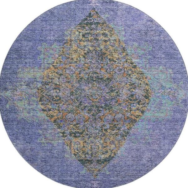 HomeRoots 8' X 10' Vibrant Purple and Teal Medallion Washable Area Rug with UV Protection for Busy Homes 714857