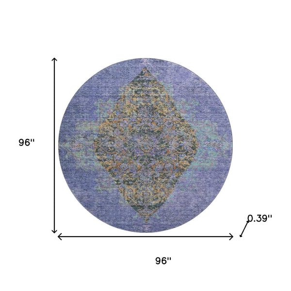 HomeRoots 8' X 10' Vibrant Purple and Teal Medallion Washable Area Rug with UV Protection for Busy Homes 714857