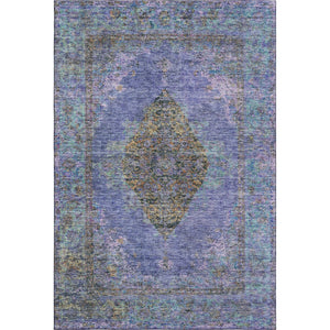 HomeRoots 9' X 12' Vibrant Purple and Teal Medallion Area Rug - Washable, UV Protected, Family-Friendly Design 714858