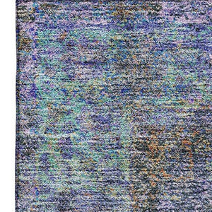 HomeRoots 9' X 12' Vibrant Purple and Teal Medallion Area Rug - Washable, UV Protected, Family-Friendly Design 714858