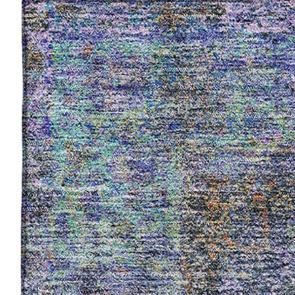 HomeRoots 9' X 12' Vibrant Purple and Teal Medallion Area Rug - Washable, UV Protected, Family-Friendly Design 714858