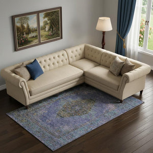 HomeRoots 9' X 12' Vibrant Purple and Teal Medallion Area Rug - Washable, UV Protected, Family-Friendly Design 714858