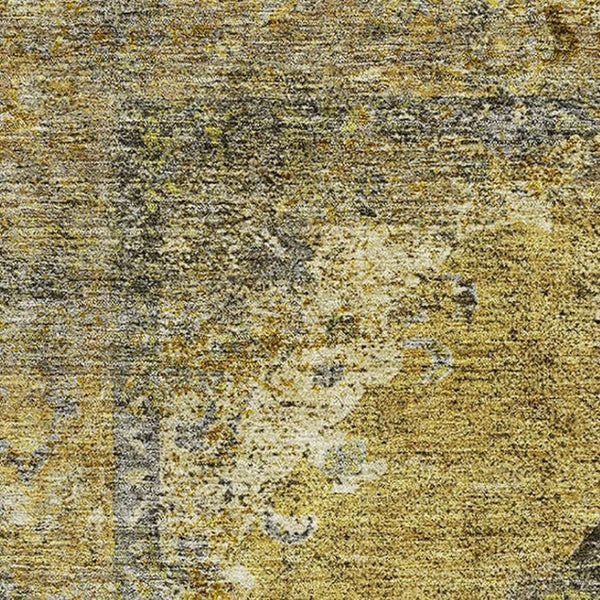 HomeRoots 5' X 8' Elegant Wheat and Gray Medallion Area Rug - Washable, Stain Resistant, UV Protected Design 714861