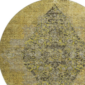 HomeRoots 8' X 10' Wheat and Gray Medallion Area Rug - Washable, Stain Resistant & UV Protected for Homes 714863